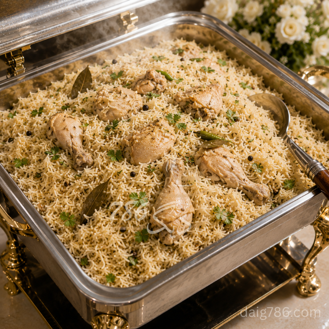 Chicken Pulao daig, a milder wedding catering option in Islamabad