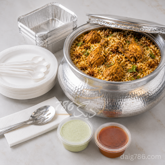 Daig delivery service in the Daig Price in Islamabad guide with securely packed Chicken Biryani daig