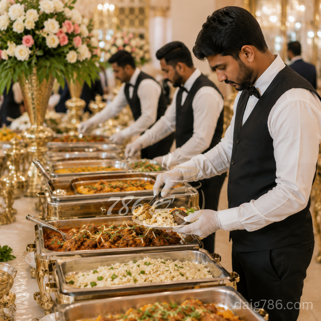 Catering team arranging wedding daig order for delivery in Islamabad